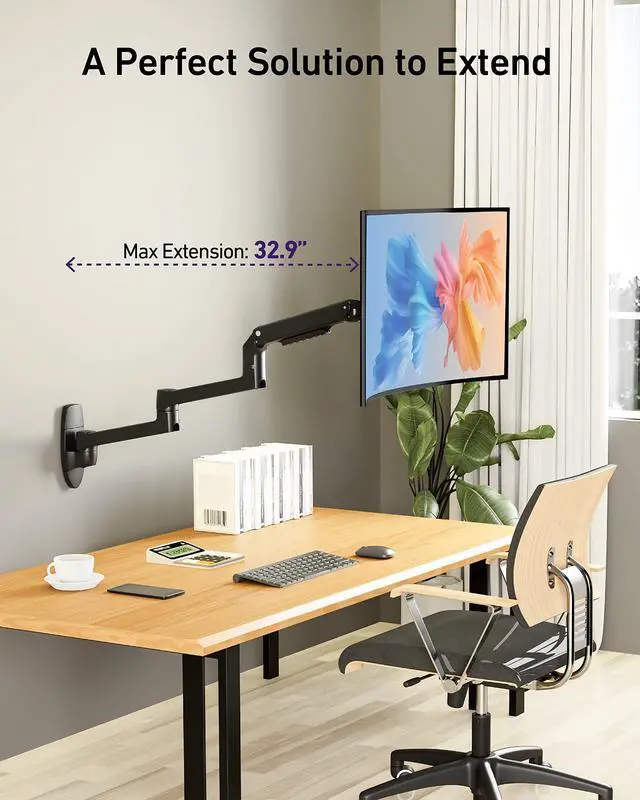 Alt view image 5 of 5 - Ergounion Extension Monitor Arm, to Increase Arm Length, Only for The E-Series Monitor Mount, Compatible Accessory, Black