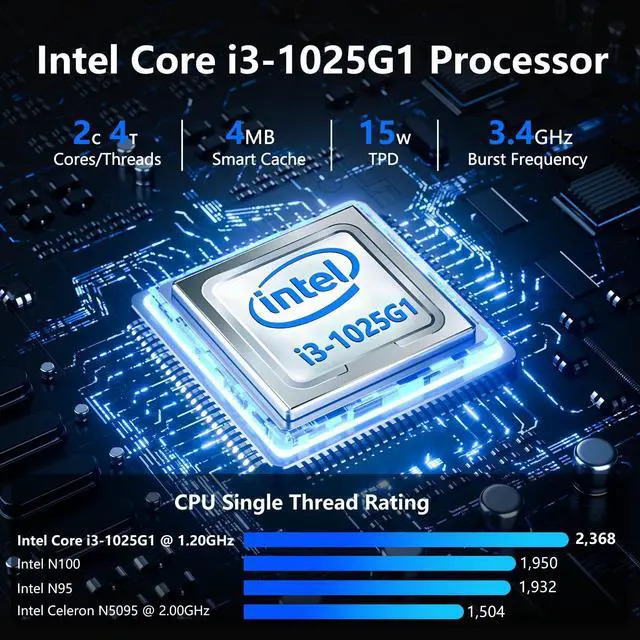 Alt view image 3 of 5 - 15.6'' Laptop Computer, 10th Gen i3 2C/4T Processor (Beat N95, N100, Up to 3.4Ghz) Laptops with 16GB RAM 1TB SSD,15.6 inch FHD 1920 * 1080 Display, WIFI5, BT5.0, Windows 11 Pro,Backlit Keyboard