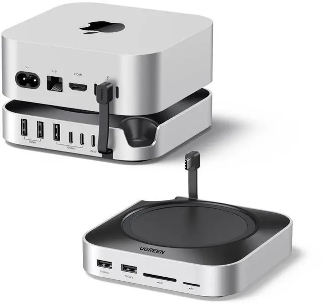 Main image of UGREEN Mac mini M4 Dock & Stand with NVMe SSD Enclosure, 3 USB A 10Gbps, USB C Data Port, SD Card Reader for Mac mini M4/ M4 Pro