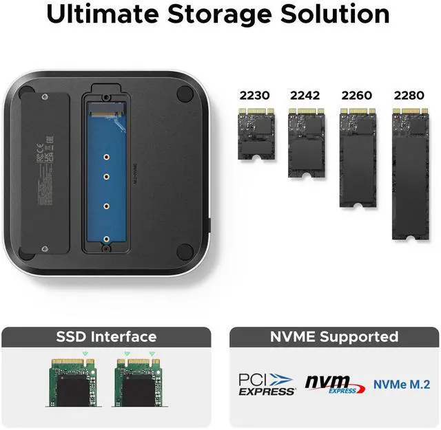 Alt view image 3 of 5 - UGREEN Mac mini M4 Dock & Stand with NVMe SSD Enclosure, 3 USB A 10Gbps, USB C Data Port, SD Card Reader for Mac mini M4/ M4 Pro