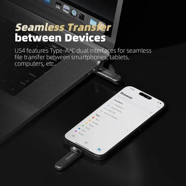 Alt view image 3 of 5 - KingSpec MemoStone 256GB External SSD, USB 3.2 Gen2 Dual Type A/C Interface - Up to 540MB/s, Portable Solid State Drive Perfectly Compatible with Smartphones/Laptops/Tablets/Desktops