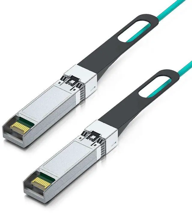 Alt view image 3 of 4 - 10G SFP+ AOC Cable - 10GbE SFP+ to SFP+ Active Optical Fiber Cable, OM3 MMF Direct-Attach Fiber Assemblies with SFP+ connectors for Cisco SFP-10G-AOC15M, Ubiquiti UniFi, Supermicro, 15-Meter, 2-Pack