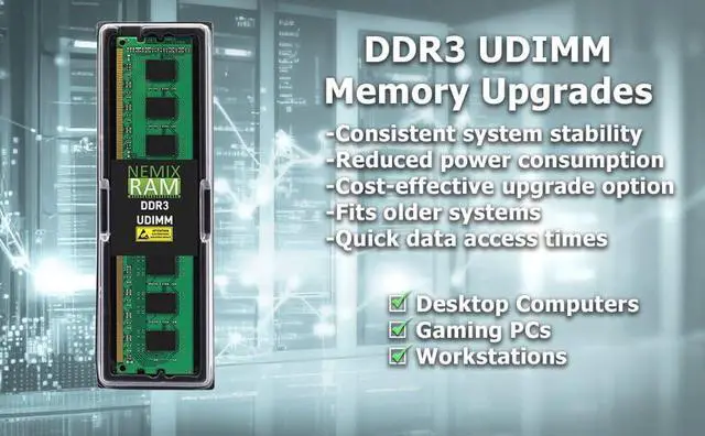 Alt view image 4 of 5 - NEMIX RAM 32GB (4X8GB) DDR3 1600MHZ PC3-12800 2Rx8 1.35V 240-PIN Non-ECC UDIMM Unbuffered Desktop Memory KIT