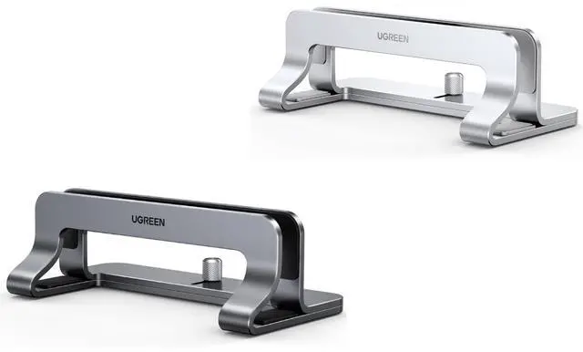 Main image of UGREEN Vertical Laptop Stand Holder for Desk Bundle, Gray and Silver
