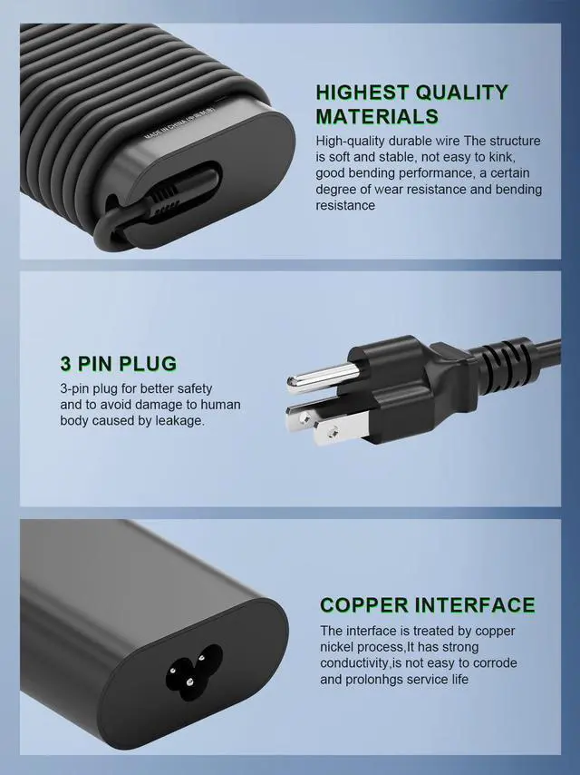 Alt view image 4 of 5 - UCANUUP 100W USB C Compatible with MacBook HP Dell Lenovo Asus Acer Toshiba Google LG MSI Huawei Power Adapter and All USB C Device Universal Fast Charger