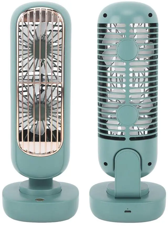 Alt view image 3 of 5 - TOPINCN Table Fan Tower Small Desktop Charging Office Table Fans Dual Air Circulation USB Rechargeable 3 Wind Speed Portable Desk Fan