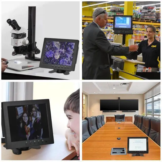 Alt view image 2 of 5 - Qcvoruno 8 inch Monitor Display, 1024 * 768 Resolution,Built-in Dual Speakers, Portable LCD Monitor with HD/VGA/BNC/AV/USB for CCTV DVD DSLR VCD TV Box