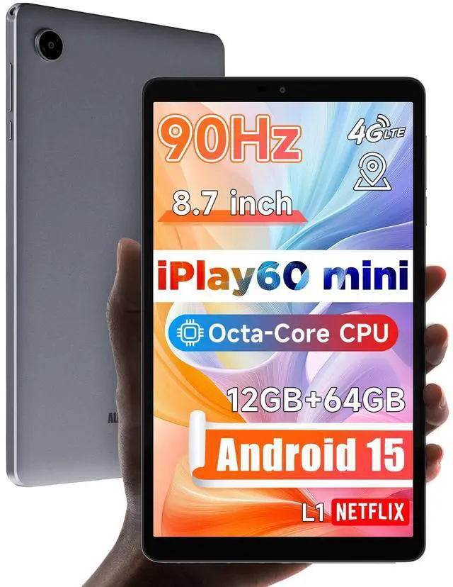 Main image of ALLDOCUBE Android 15 Tablet, 8.7" iPlay 60 Mini Tab, 90Hz Reflex, 400Nits, Octa-Core CPU, Widewine L1, Dual Speakers, 4000mAh, 4G LTE+2.4G/5G WiFi+BT 5.0, GPS, 800×1340HD, 12GB+64GB(512GB TF)