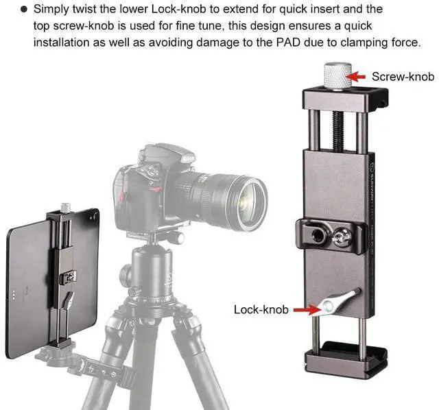 Alt view image 5 of 5 - PC-01 Tablet Laptop Mount Smart Phone Bracket Tripod Bracket Accessories for pad Pro Holder Arca Swiss Stand Universal