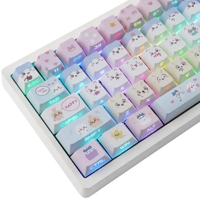 Main image of TYRIXKI PBT Keycaps - Side Printed Keycap Set,136 Keys Shine Through Cute Kawaii Cat Keycaps, Cherry Profile Custom Keyboard Keycap for Cherry MX Switches Mechanical Keyboards