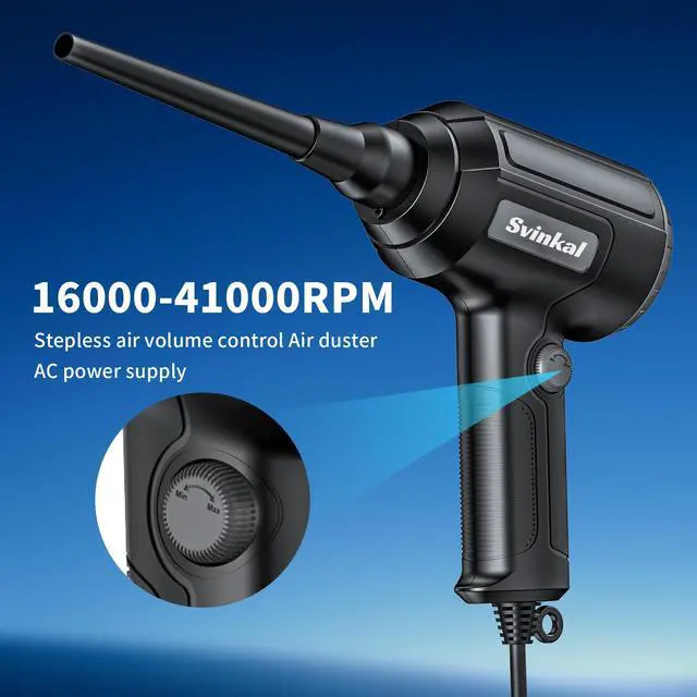 Alt view image 3 of 5 - Svinkal Electric Air Duster, 500W High Power with 40000RPM, Stepless Speed, 6oz Blowing Power, Ideal Canned Air Replacement for Cleaning Keyboards, Electronics, PC, and More