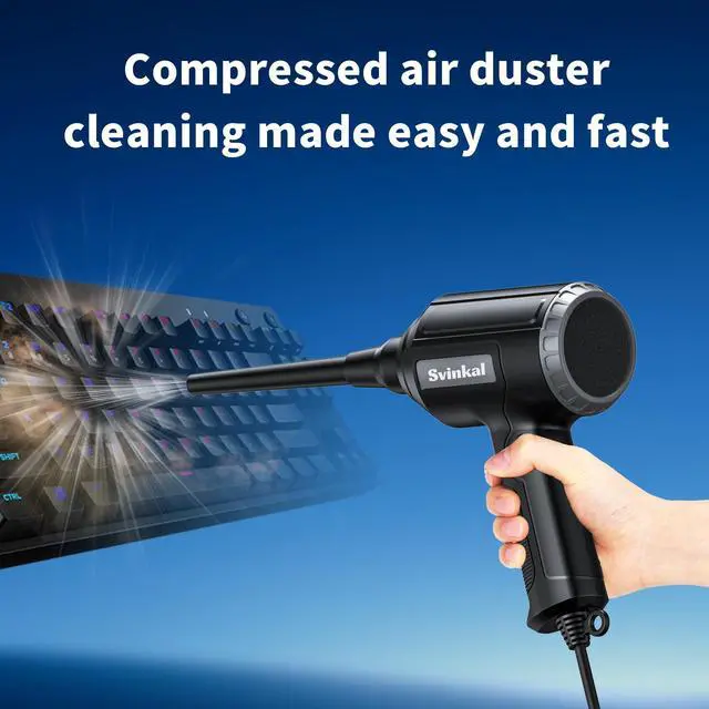 Alt view image 4 of 5 - Svinkal Electric Air Duster, 500W High Power with 40000RPM, Stepless Speed, 6oz Blowing Power, Ideal Canned Air Replacement for Cleaning Keyboards, Electronics, PC, and More
