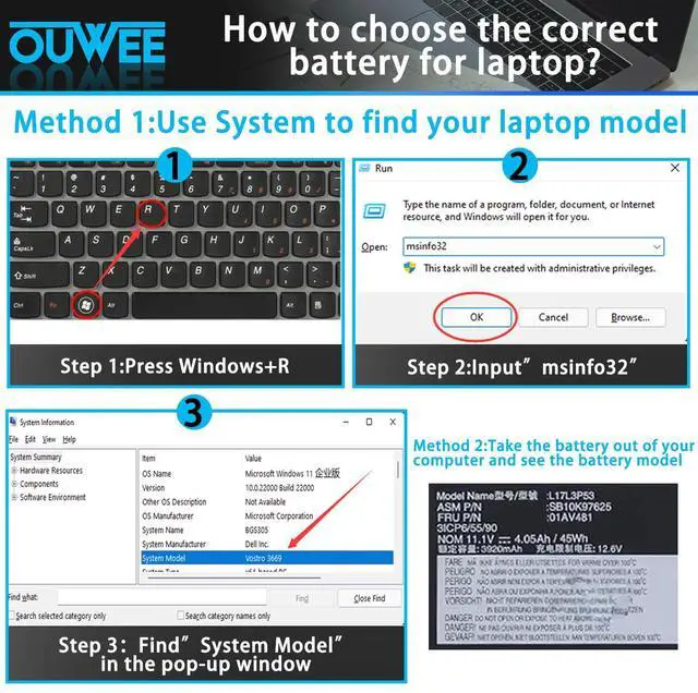 Alt view image 4 of 5 - OUWEE L17L3P53 L17M3P55 Laptop Battery Compatible with Lenovo ThinkPad L380 Yoga L390 Yoga Serie Notebook 01AV482 SB10K97626 01AV481 SB10K97625 L17C3P53 01AV483 SB10K97627 11.1V 45Wh 4050mAh
