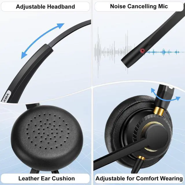 Alt view image 4 of 5 - USB Headset with Microphone for Pc Noise Cancelling & Audio Controls Ultra Comfort USB Headphone for Computer Laptop Pc Business Skype UC Webinar Call Center Office