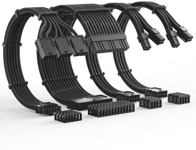 Main image of AsiaHorse 12VHPWR Cable Extension Kit, 16AWG Pcie 5.0 PSU Cable Extension Kit Soft Braided Power Supply Cable Extension, 24pin ATX /4+4pin EPS /12+4pin, 30CM Length with Cable Combs