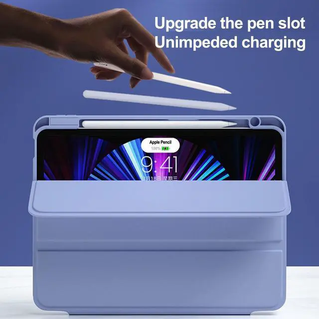 Alt view image 5 of 5 - ABEIFAN Detachable Case for iPad Air 6th Gen 11-inch 2024 / Air 5th/4th Gen, iPad pro 11 inch with Pencil Holder,Clear Acrylic Inner Cover for iPad pro 11 inch 4th/3rd/2nd/1st, Auto Sleep/Wake, Purple