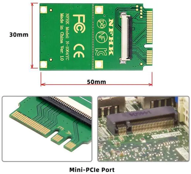 Alt view image 5 of 5 - cablecc Mini PCI-E&A+E-Key to Four SATA3.0 6Gbps Hard Drive Extension Card Cable 10cm for SSD