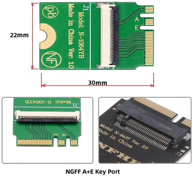 Alt view image 4 of 5 - cablecc Mini PCI-E&A+E-Key to Four SATA3.0 6Gbps Hard Drive Extension Card Cable 10cm for SSD