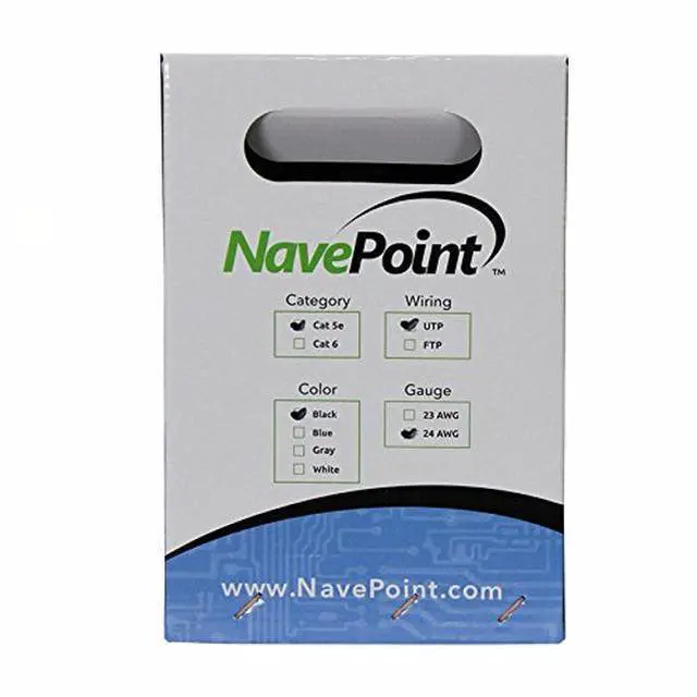 Alt view image 2 of 3 - NavePoint CAT5e (CCA), 250ft, Black, Solid Bulk Ethernet Cable, 24AWG 4 Pair, Unshielded Twisted Pair (UTP)