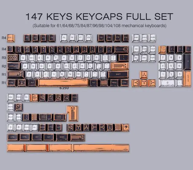 Alt view image 2 of 5 - Tsungup PBT Manga Keycaps Set,147 Keys Retro Custom Japenese Anime Style Keycaps Cherry Profile Dye-sub Key Caps Keyboard Keycaps for 60%, 65%, 75%, 100% Mechanical Keyboards
