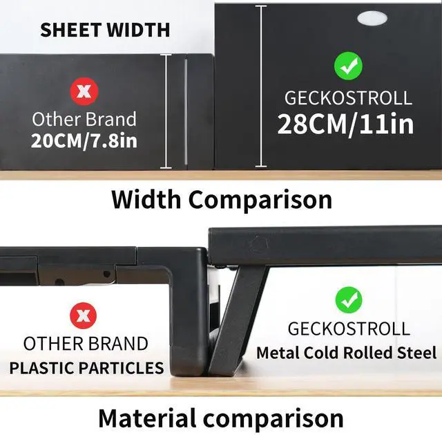 Alt view image 3 of 5 - GECKOSTROLL All-Metal Foldable Monitor Stand with 28cm Wide Desktop, 30W Fast Charging, USB 3.0 Data Ports, Headphone & Mic Jack, Detachable Phone Holder, 530mm Heavy-Duty Riser