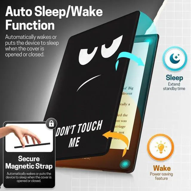 Alt view image 3 of 5 - TNP Case for 6" All-New Kindle 2024 & 2022 Release 11th Generation Cover - Slim, Lightweight, Smart, Protective Flip Case with Auto Sleep and Wake for 6-Inch Amazon Kindle E-Book Reader, Don't Touch