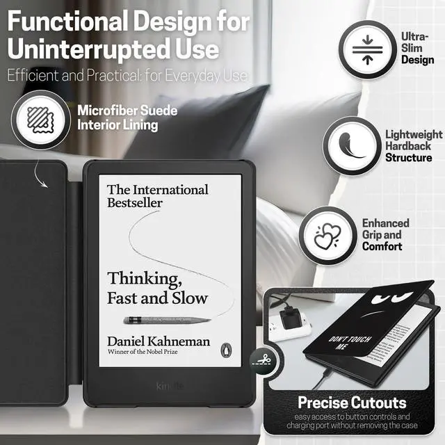 Alt view image 4 of 5 - TNP Case for 6" All-New Kindle 2024 & 2022 Release 11th Generation Cover - Slim, Lightweight, Smart, Protective Flip Case with Auto Sleep and Wake for 6-Inch Amazon Kindle E-Book Reader, Don't Touch