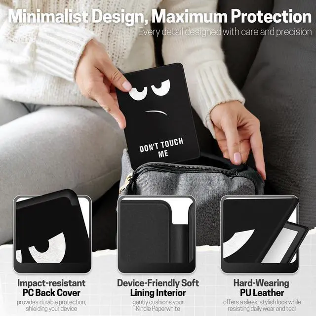 Alt view image 5 of 5 - TNP Case for 6" All-New Kindle 2024 & 2022 Release 11th Generation Cover - Slim, Lightweight, Smart, Protective Flip Case with Auto Sleep and Wake for 6-Inch Amazon Kindle E-Book Reader, Don't Touch