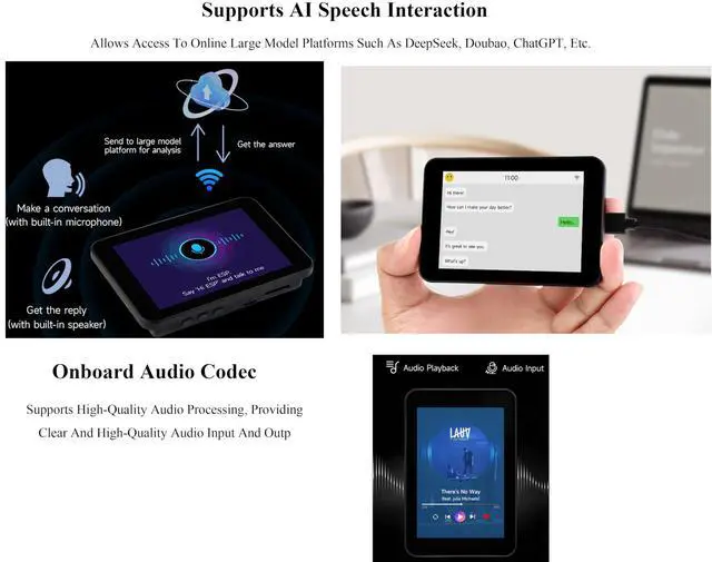 Alt view image 4 of 5 - ESP32-S3 3.5inch Capacitive Touch Display Development Board, 320x480 IPS LCD 262K, Onboard Camera Interface, Supports AI Speech Interaction and Offline Voice Control,WFi/BLE 5,Comes with Speaker