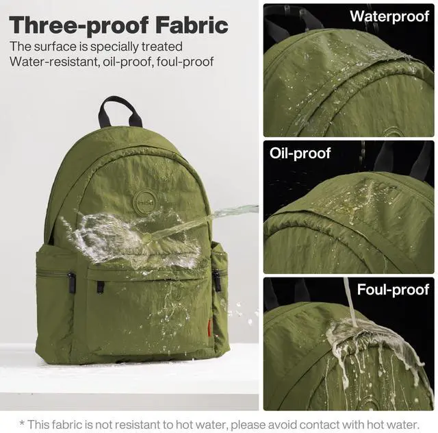 Alt view image 4 of 5 - mixi Outdoor Lightweight Backpack Casual Carry On Laptop Backpack Travel Bookbag for Women Men, Water Resistant Durable Hiking Bag for Camping Weekender Sports College Work, 17 Inch, Jungle Green