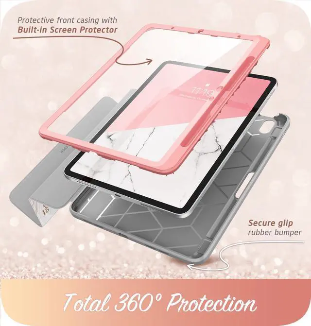 Alt view image 4 of 5 - i-Blason for iPad Air 11 inch Case M3/M2(2025/2024) 7th/6th Gen [Built-in Screen Protector & Pencil Holder] Slim Trifold Stand Protective Smart Cover for iPad Air 10.9'' (2022/2020) 5th/4th Gen, Pink