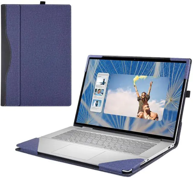 Main image of RUNMEIJIA Laptop Cover Case for Dell inspiron 14 2-in-1 7430/7435/7440/7445 2023-2024[not Compatible with Any Other Model] PU Leather Detachable Notebook Sleeve Computer Bag Protective (Blue)