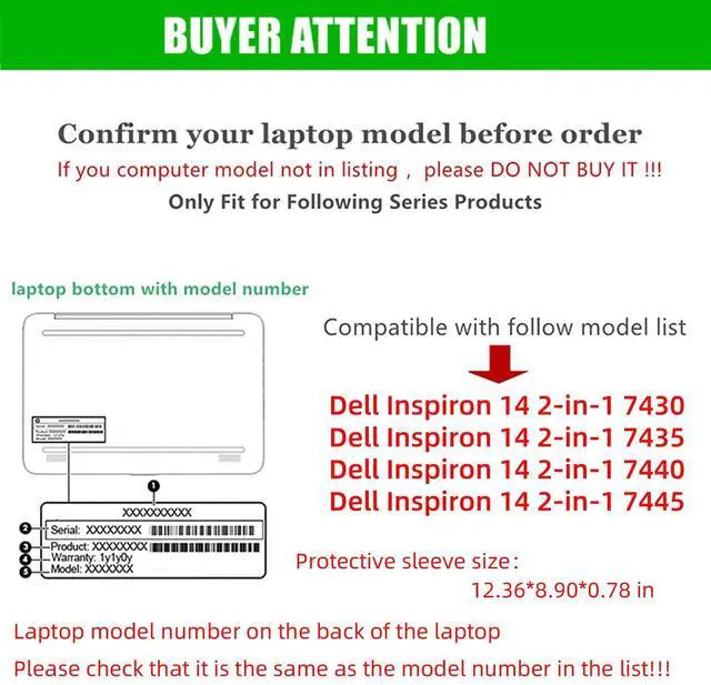 Alt view image 2 of 5 - RUNMEIJIA Laptop Cover Case for Dell inspiron 14 2-in-1 7430/7435/7440/7445 2023-2024[not Compatible with Any Other Model] PU Leather Detachable Notebook Sleeve Computer Bag Protective (Blue)