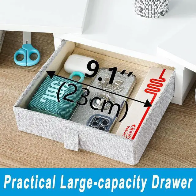 Alt view image 5 of 5 - TEAMIX White Dual Monitor Stand Riser with Drawer - Length and Angle Adjustable Double Corner Desk Shelf Organizer 37 inch Long for 2 Laptop/PC/Screen/TV