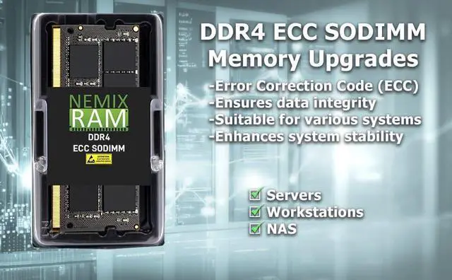 Alt view image 4 of 5 - NEMIX RAM 16GB (1X16GB) DDR4 2666MHZ PC4-21300 2Rx8 1.2V CL19 260-PIN ECC Unbuffered SODIMM NAS Memory Compatible with Synology RackStation RS1221+/RS1221RP+