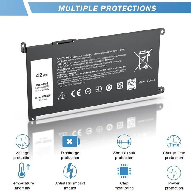 Alt view image 5 of 5 - YUERYE 42Wh YRDD6 Battery Replacement for Dell Inspiron 15 3000 Series 3582 3583 3584 3593 3501 inspiron 15 5000 Series 5582 5584 5593 5594 5598 5585 14 3493 5481 5485 5493 7586 Vostro 5481 1VX1H