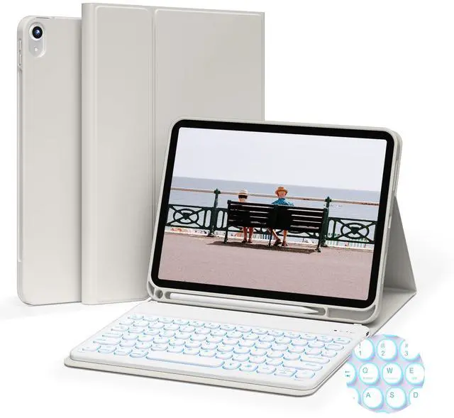 Main image of GKABXY Keyboard Case for iPad (A16) 11th Gen 11 inch 2025 & iPad 10th Gen 10.9 inch 2022, 7-Color Backlit Wireless Bluetooth Keyboard, Soft TPU Back Shell with Pencil Holder, Auto Sleep/Wake (Gray)