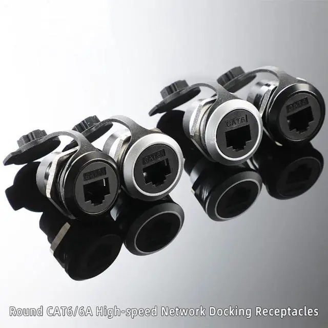 Alt view image 5 of 5 - PENGLIN 10PCS RJ45 Shielded Panel Mount Connector, CAT6//5e/5 8P8C Ethernet LAN Cable Coupler Female to Female, RJ45 Bulkhead Feed Thru Socket with Waterproof/Dustproof Cap