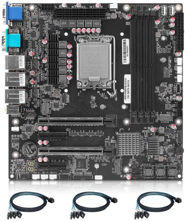Main image of StoneStorm Q670 12-Bay NAS M-ATX Motherboard(LGA1700, 12th/13th/14th Gen. Desktop Processor), 4* U-DIMM DDR5 MAX 128GB, 2* M.2 NVMe, 12* SATA 3.0, 1* Type-C 20Gbps, 6* USB, DP/HDMI/VGA/eDP, COM Port