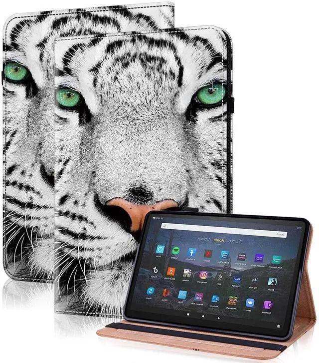 Main image of Case for Amazon Kindle Fire Max 11 Case (13th Generation, 2023 Release) 11" - PU Leather Flip Case with Elastic Band & Card Slots/Holder, Multi-Angle Viiewing Stand Tablet Cover, White Tiger