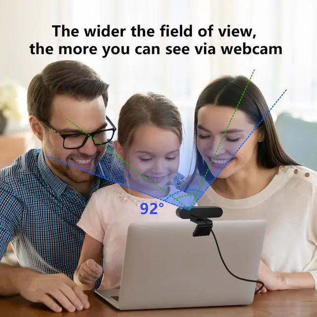 Alt view image 4 of 5 - MOERTEK 2K QHD Webcam with Windows Hello Facial Recognition, 4MP Computer Camera with Noise-reducing Mic, Privacy Cover, 92° FOV Laptop Webcam for Video Conferencing, Live Streaming, Online Learning