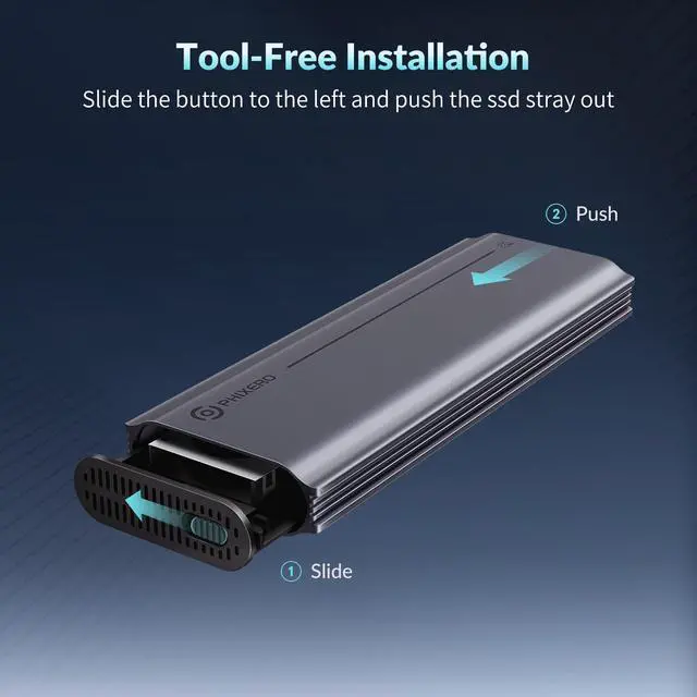 Alt view image 3 of 5 - PHIXERO PhiBox pro 40Gbps SSD Enclosure with Cooling Fan, Tool-Free and Compatible with USB4, Thunderbolt 3/4, M-Key B+M Key(2-in-1 Cable)