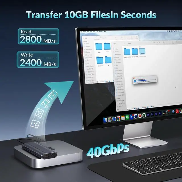 Alt view image 5 of 5 - PHIXERO PhiBox pro 40Gbps SSD Enclosure with Cooling Fan, Tool-Free and Compatible with USB4, Thunderbolt 3/4, M-Key B+M Key(2-in-1 Cable)
