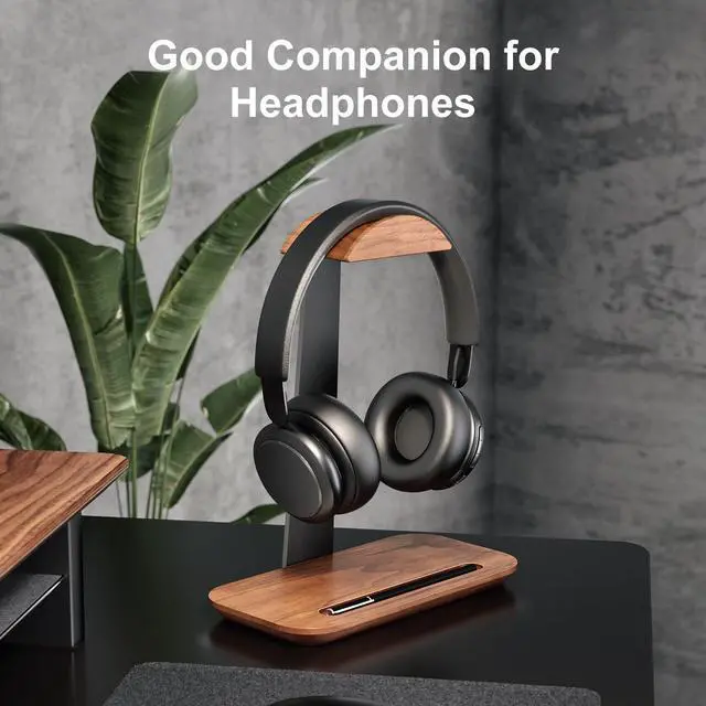 Alt view image 4 of 5 - UPERGO Wooden Vertical Laptop Stand, Desk Tray and Headphone Stand
