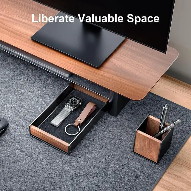 Alt view image 5 of 5 - UPERGO Wooden Vertical Laptop Stand, Desk Tray and Headphone Stand