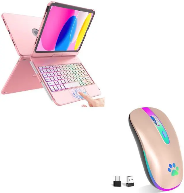 Main image of FUWANG Touch Keyboard Case for iPad 10th Generation (10.9", 2022) 360° Rotatable Bundle with USB Optical 2.4G Wireless Bluetooth Two Mode Mouse