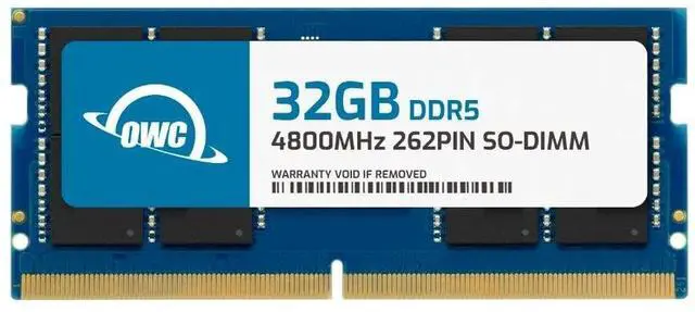 Main image of OWC 32GB DDR5 4800 PC5-38400 CL40 2Rx8 262-pin 1.1V Non-ECC SODIMM Memory RAM Module Upgrade for Select Laptops or All-in-One Systems