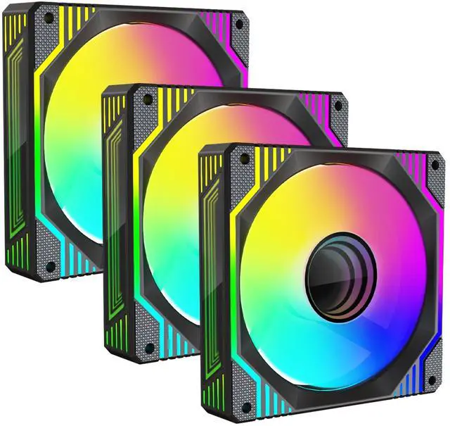 Main image of PANO-MOUNTS 120mm Infinity Mirror ARGB Fan 5V 3Pin Addressable RGB PWM PC Computer CPU Case Cooling Fan 600-1800RPM Black 3-Pack