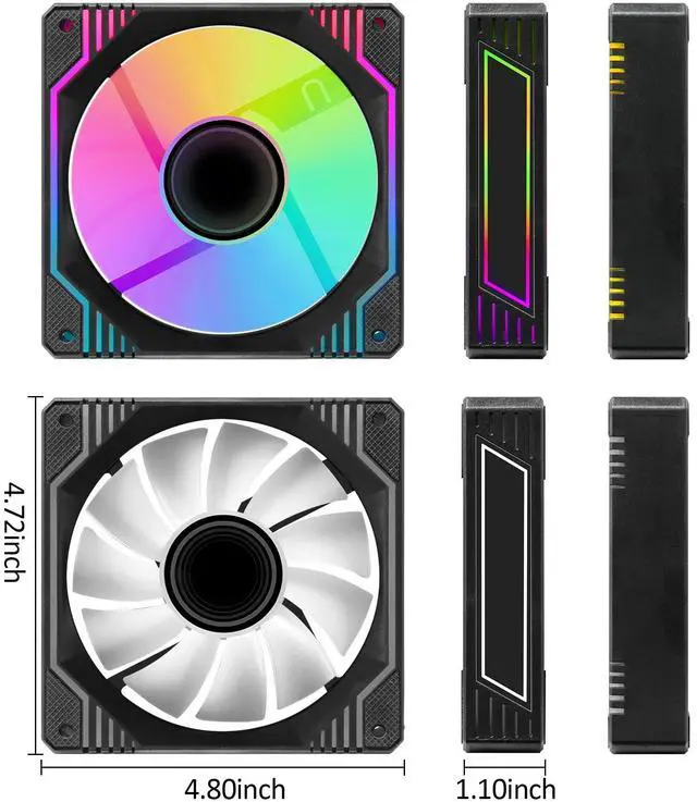 Alt view image 2 of 5 - PANO-MOUNTS 120mm Infinity Mirror ARGB Fan 5V 3Pin Addressable RGB PWM PC Computer CPU Case Cooling Fan 600-1800RPM Black 3-Pack