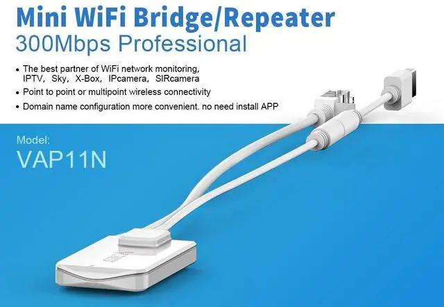 Alt view image 2 of 5 - Vonets VAP11N-300 2.4GHz Mini WiFi Bridge Ethernet/WLAN to LAN Adapter/WLAN Repeater 300Mbps 802.11b/g/n for Network Devices That Need WiFi Connection with Access Point Function